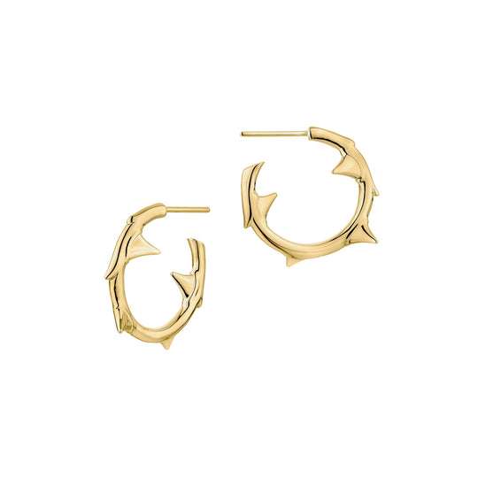 ROSE THORN YELLOW GOLD VERMEIL SMALL HOOP EARRINGS
