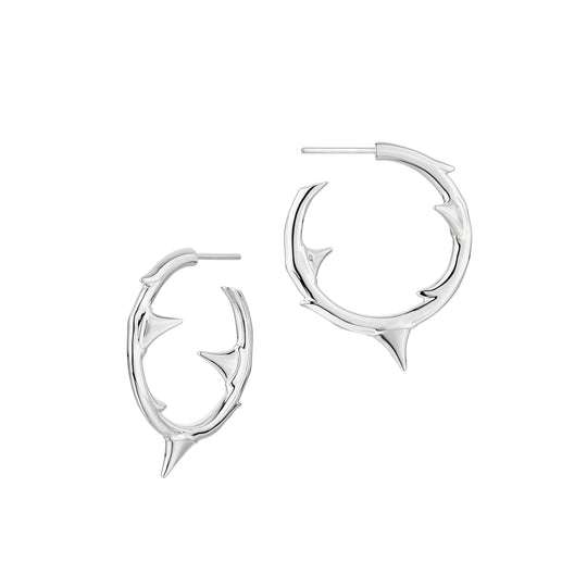 ROSE THORN SILVER MEDIUM HOOP EARRINGS