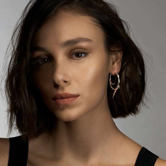 ROSE THORN SILVER LARGE HOOP EARRINGS