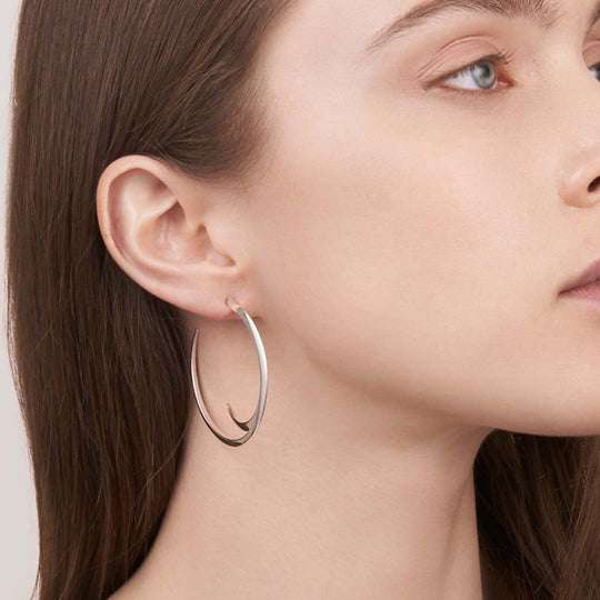 SILVER CAT CLAW LARGE HOOP EARRINGS
