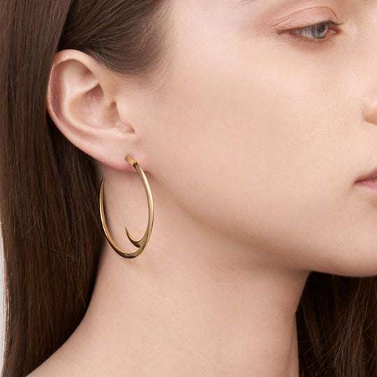 YELLOW GOLD VERMEIL CAT CLAW LARGE HOOP EARRINGS