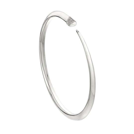 SILVER DIAMOND SLIM TUSK BANGLE