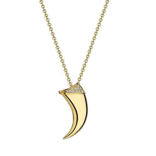 YELLOW GOLD VERMEIL DIAMOND CLAW PENDANT
