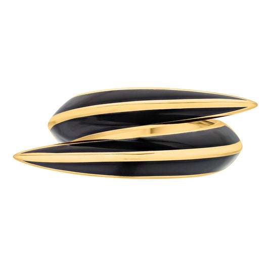 SABRE DECO YELLOW GOLD VERMEIL CERAMIC CROSSOVER RING