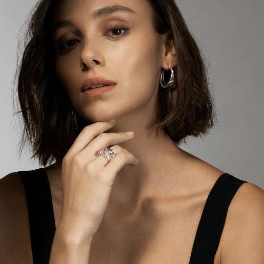 SABRE DECO SILVER DOUBLE RING