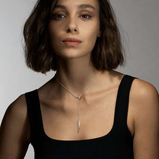 SABRE DECO SILVER DROP NECKLACE