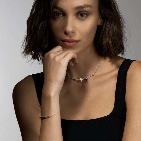 SABRE DECO SILVER CERAMIC NECKLACE