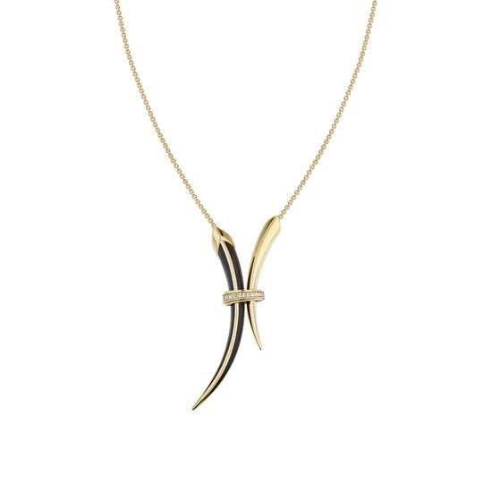 SABRE DECO YELLOW GOLD VERMEIL DIAMOND CERAMIC NECKLACE