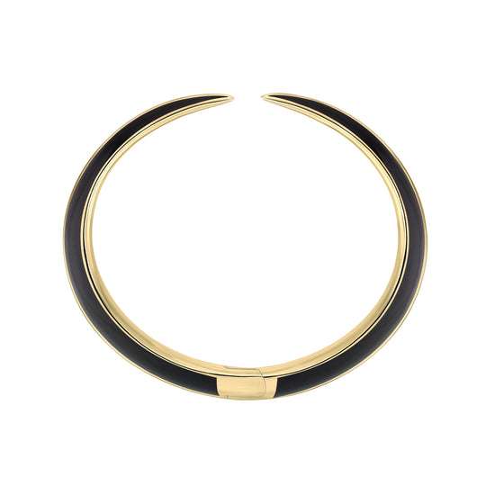 SABRE DECO YELLOW GOLD VERMEIL CERAMIC CUFF BANGLE