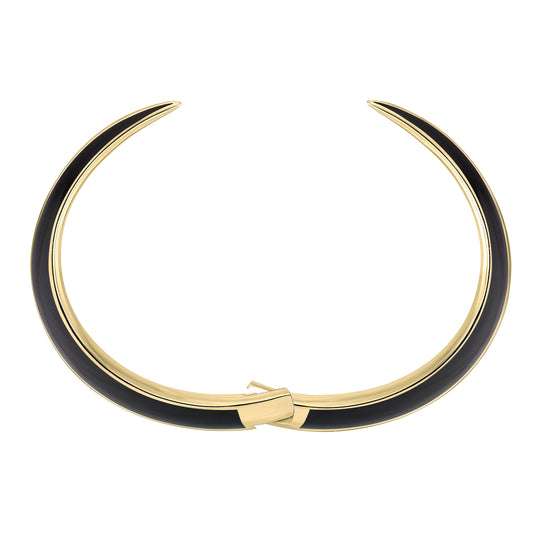 SABRE DECO YELLOW GOLD VERMEIL CERAMIC CUFF BANGLE