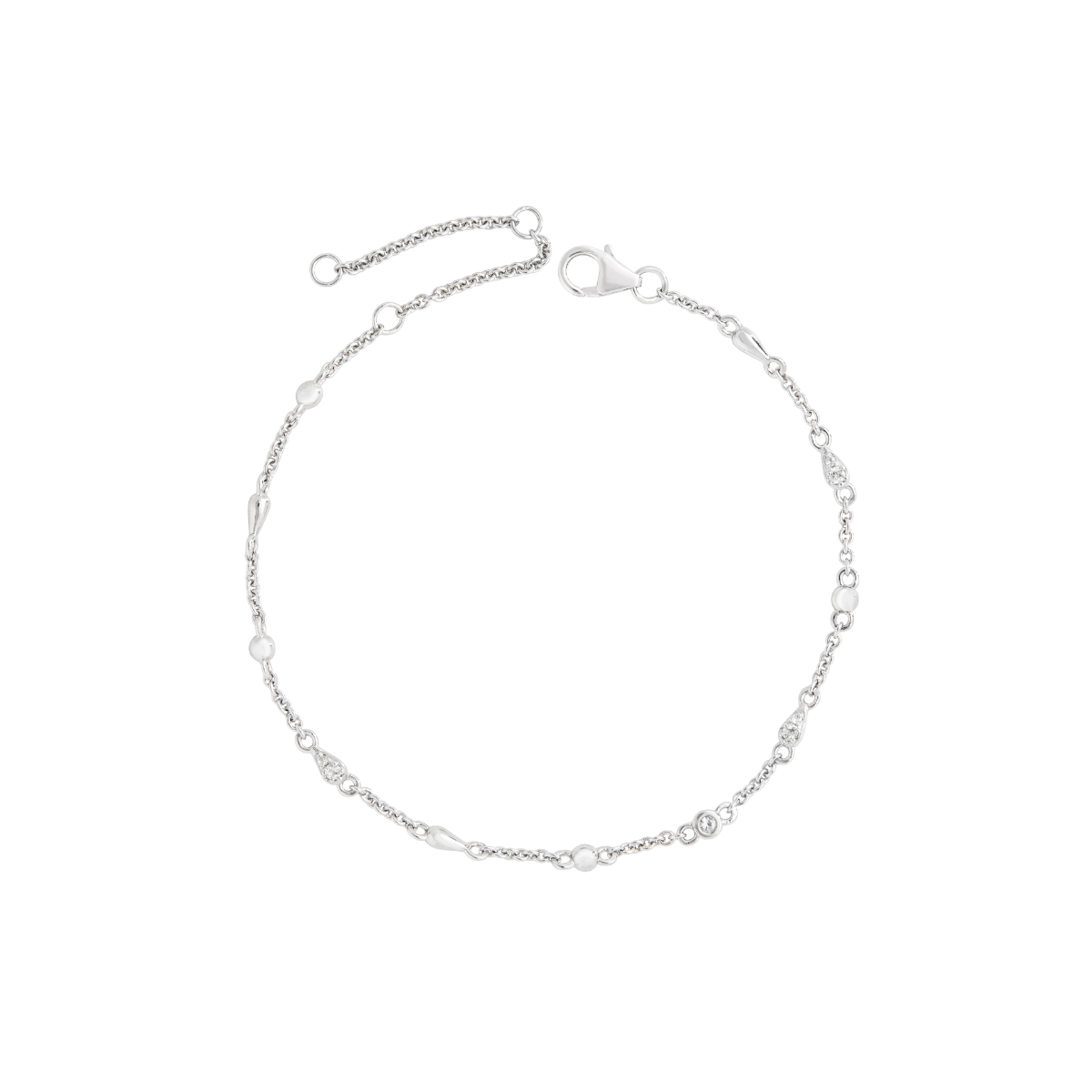Skinny Drip Anklet with White Topaz