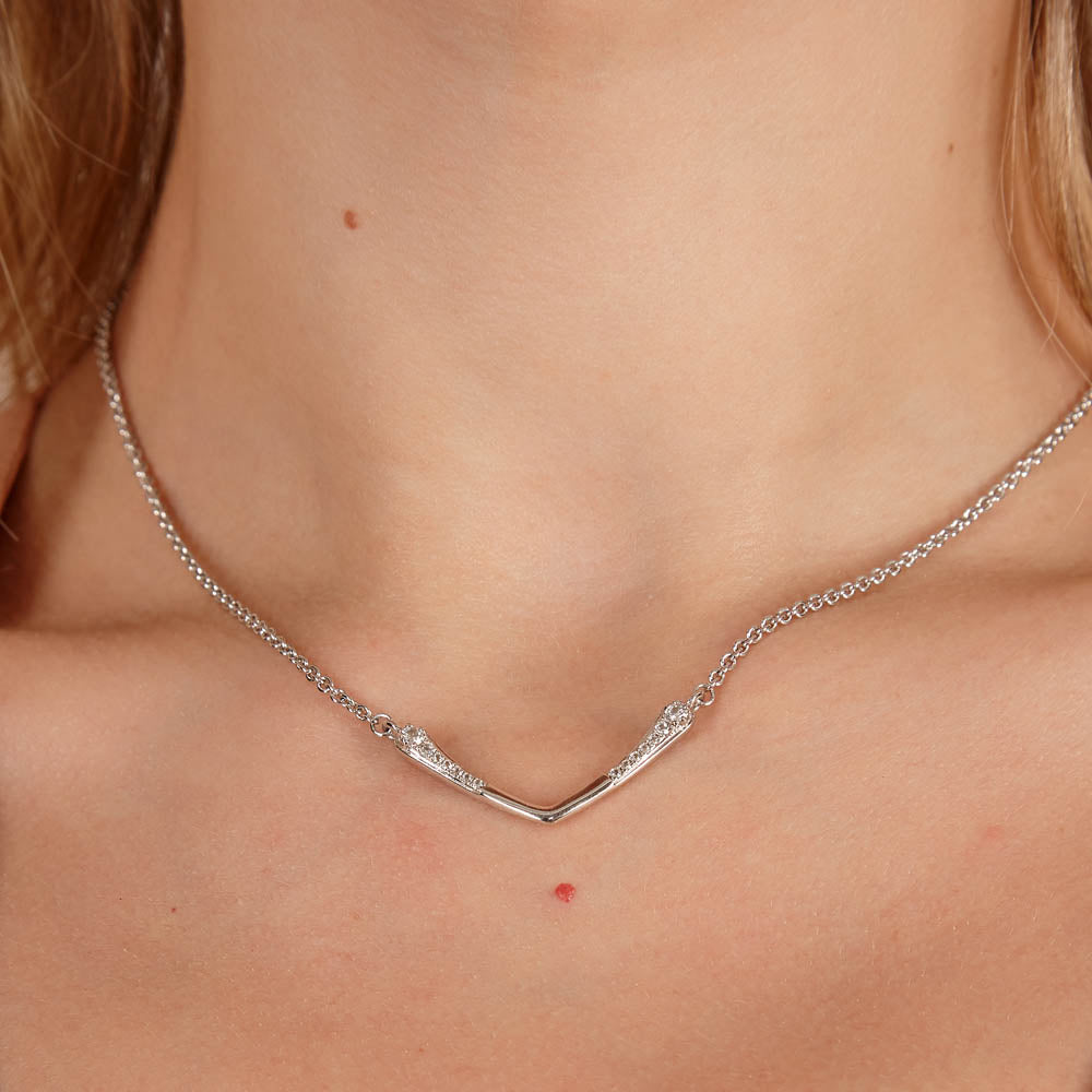 Skinny Drip Wishbone Pendant with White Topaz
