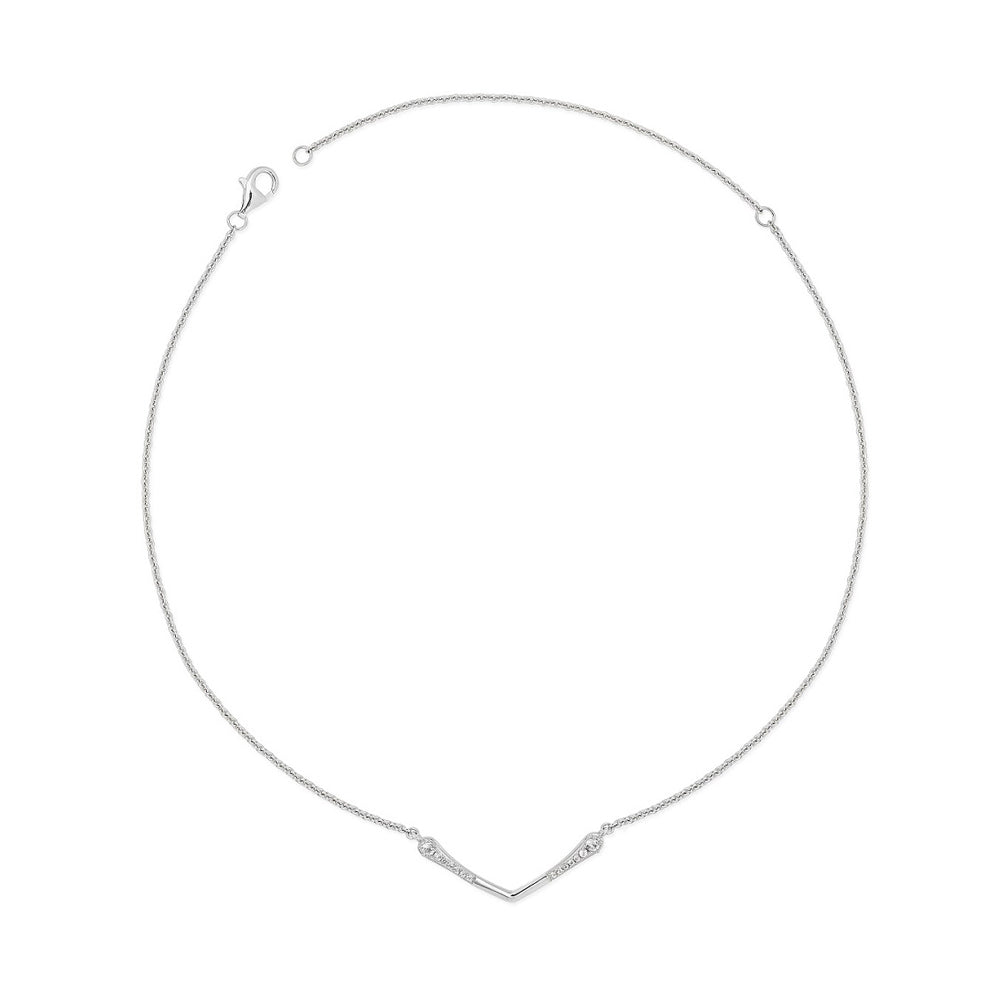 Skinny Drip Wishbone Pendant with White Topaz