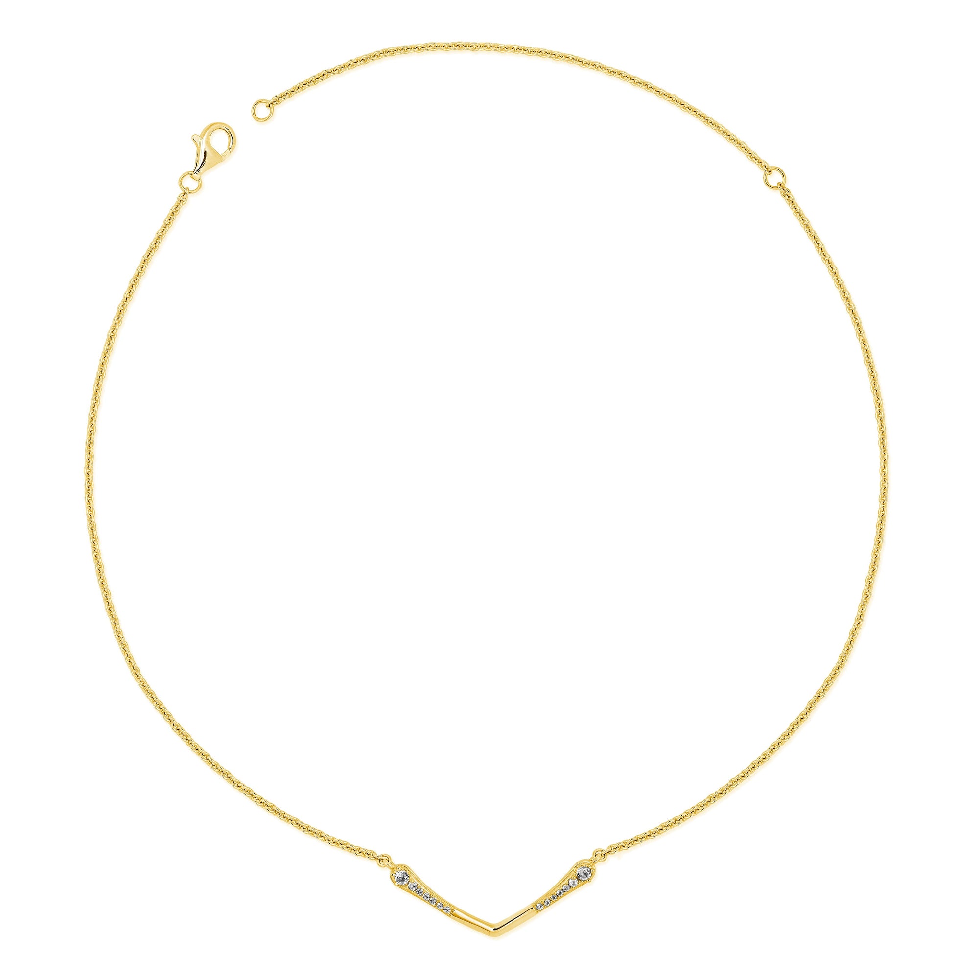 Skinny Drip Wishbone Pendant with White Topaz in Gold Vermeil