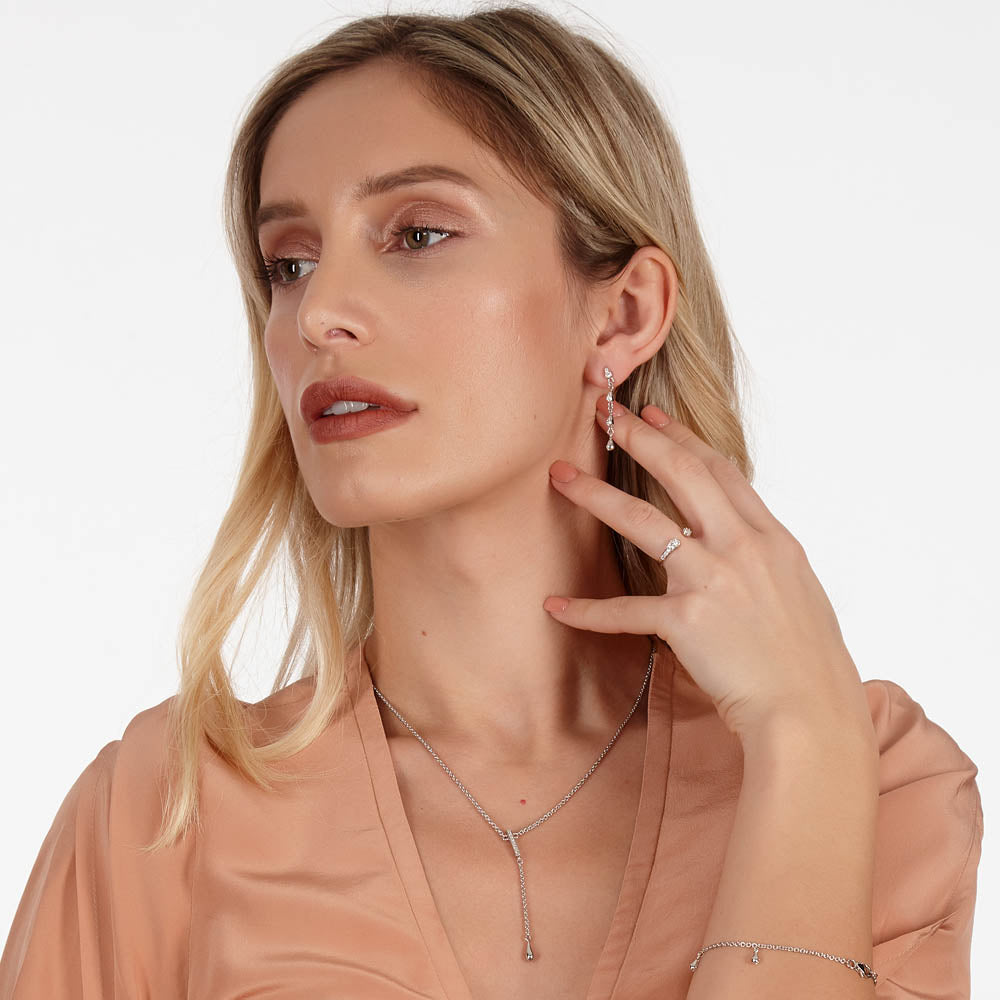 Open Skinny Drip Ring with White Topaz