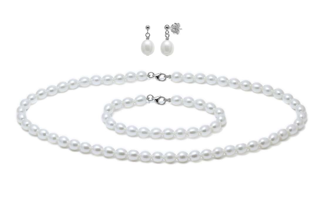 Barrel Shape Cultured River Pearl Set