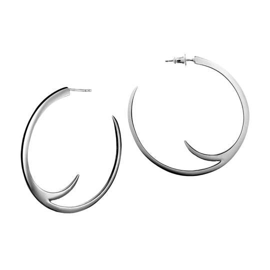 SILVER CAT CLAW LARGE HOOP EARRINGS