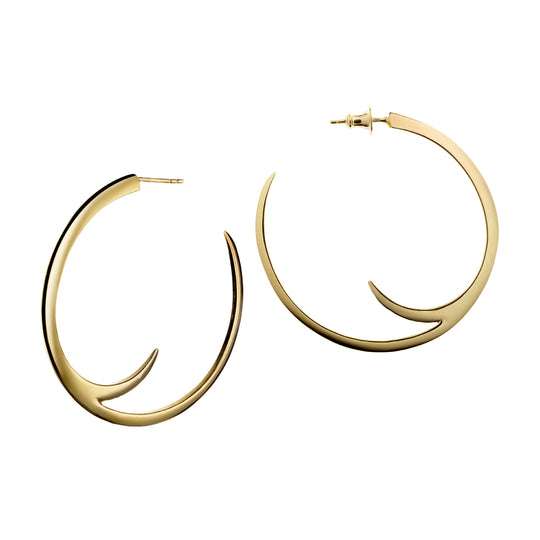 YELLOW GOLD VERMEIL CAT CLAW LARGE HOOP EARRINGS