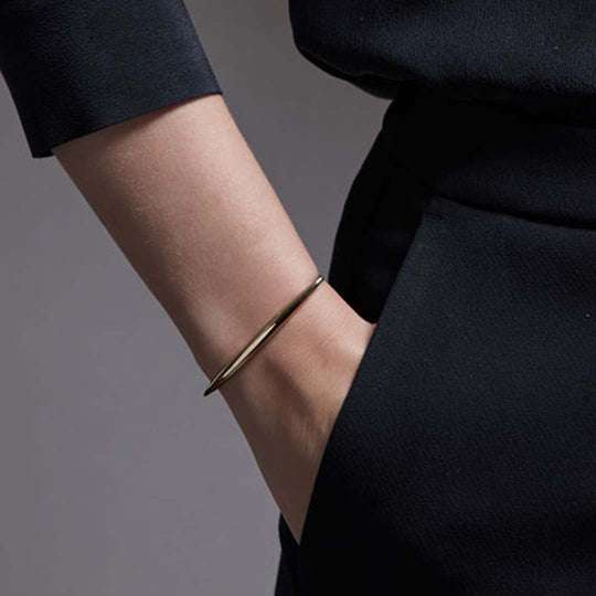 YELLOW GOLD VERMEIL QUILL LEATHER BRACELET