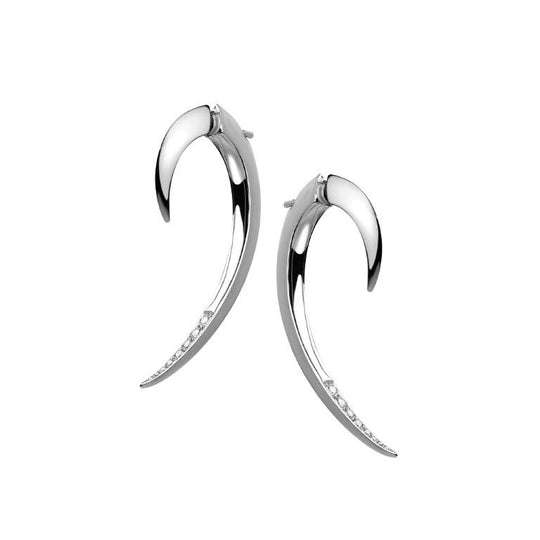 SILVER DIAMOND HOOK EARRINGS