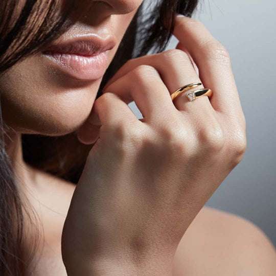 YELLOW GOLD VERMEIL DIAMOND TUSK RING