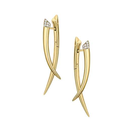 YELLOW GOLD VERMEIL DIAMOND CROSSOVER EARRINGS