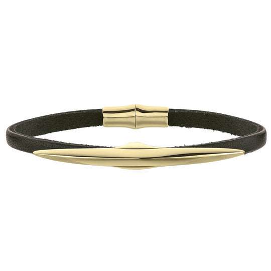 YELLOW GOLD VERMEIL ARC SINGLE LEATHER WRAP BRACELET