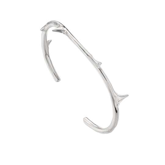SILVER ROSE THORN BANGLE