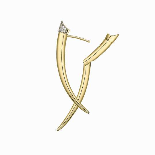 YELLOW GOLD VERMEIL DIAMOND CROSSOVER EARRINGS