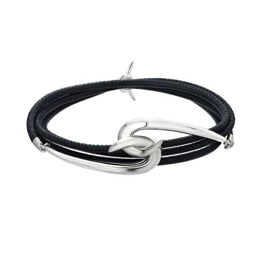SILVER HOOK LEATHER BRACELET