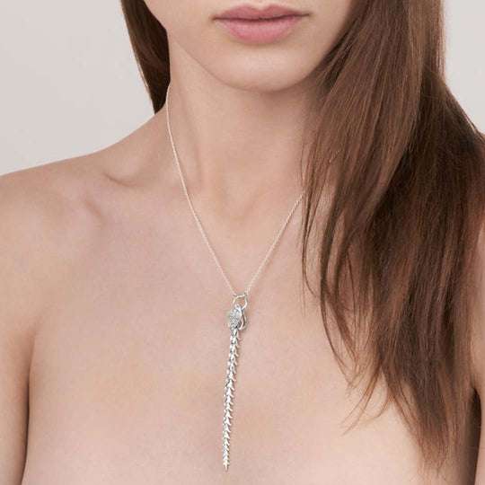 SILVER SERPENT TRACE DIAMOND DROP PENDANT