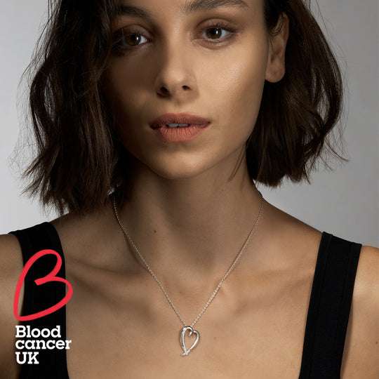 SILVER DIAMOND HOOKED HEART PENDANT