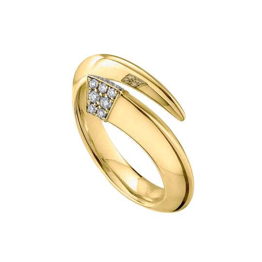 YELLOW GOLD VERMEIL DIAMOND TUSK RING