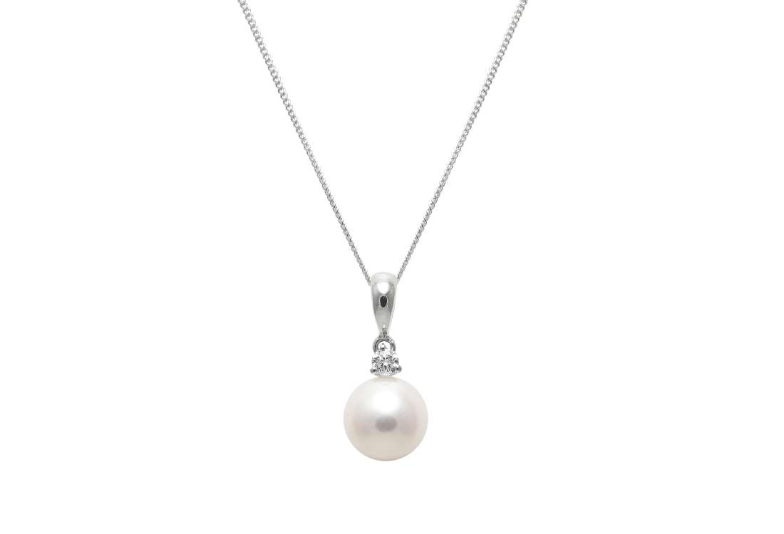 Cultured River Pearl & Diamond Pendant