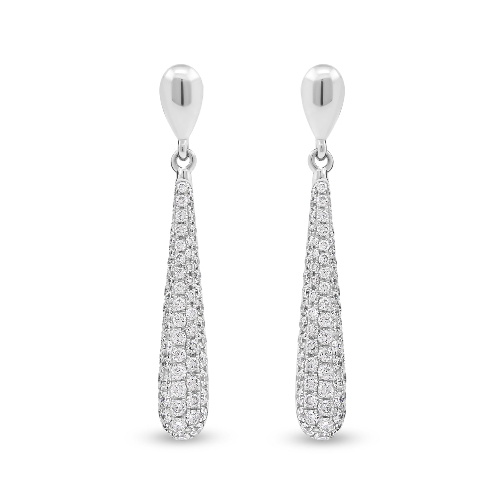 18ct White Gold Bomb Drop Diamond Earrings