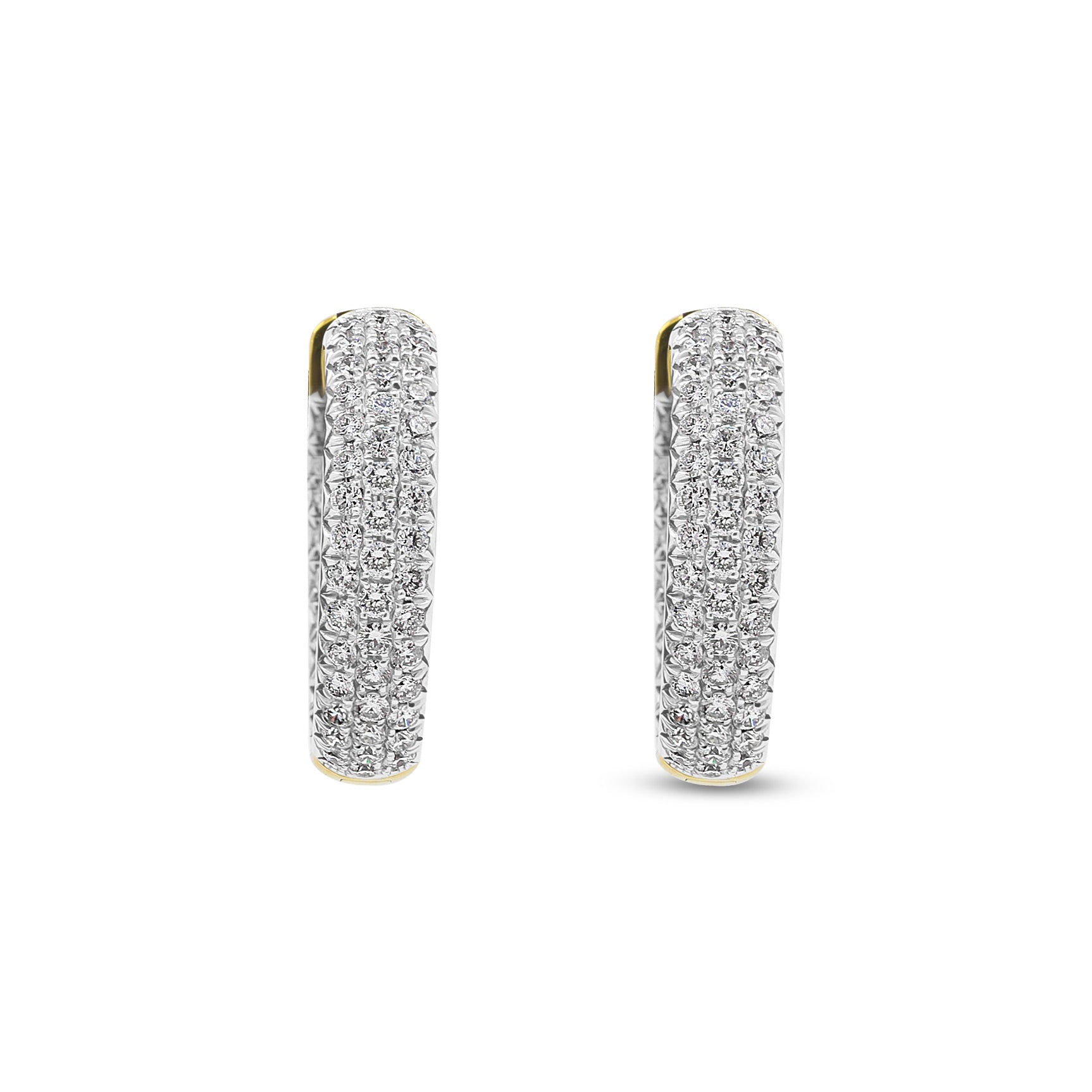 18ct White and Yellow Gold Diamond Hoop Earrings