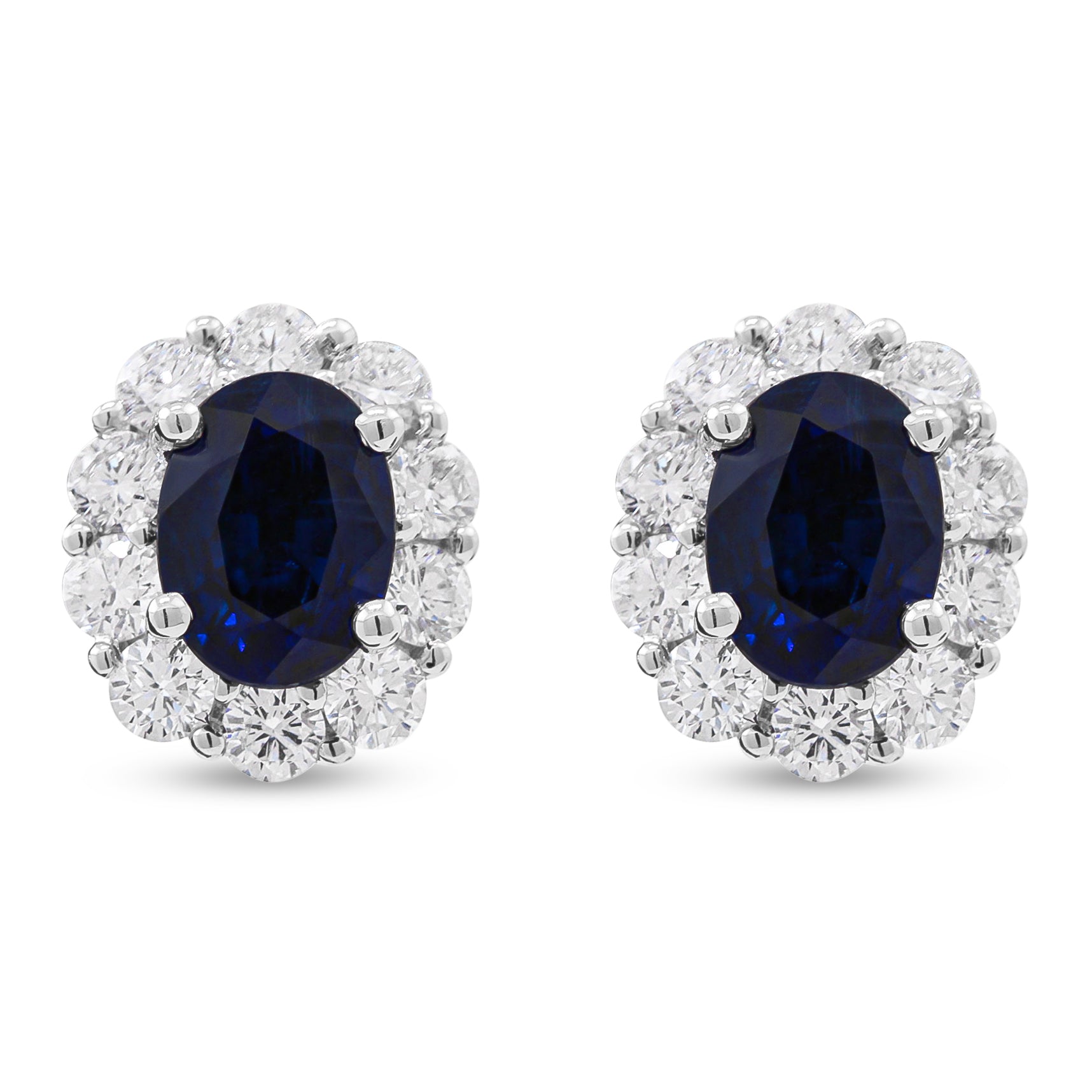 18ct White Gold Diamond and Sapphire Stud Earrings