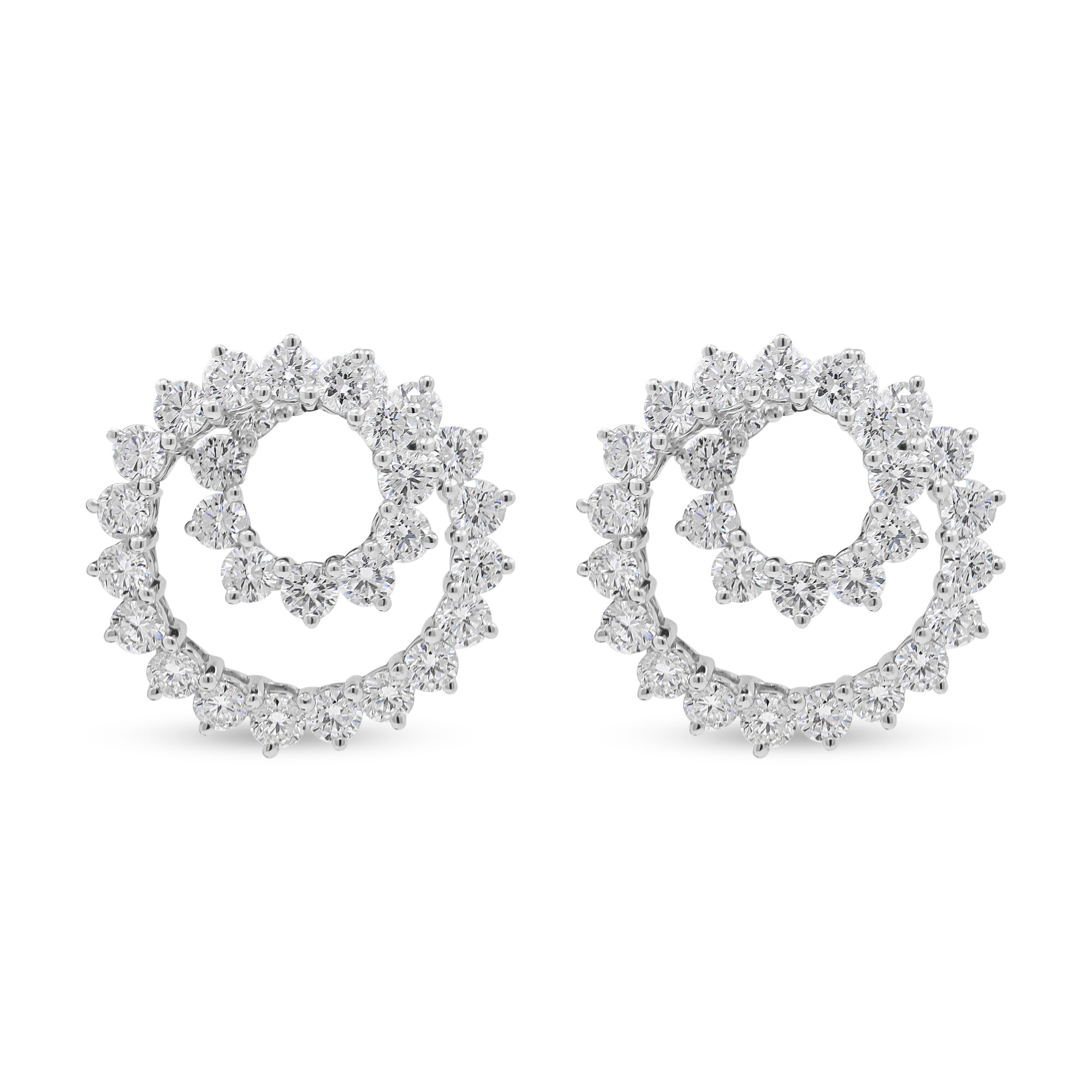 18ct White Gold Circular Swirl Diamond Earrings
