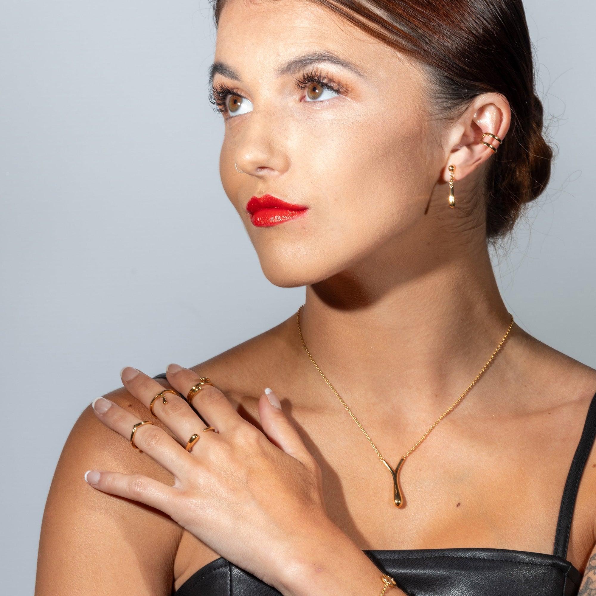 Wish Bone Midi Drip Ring Gold Vermeil