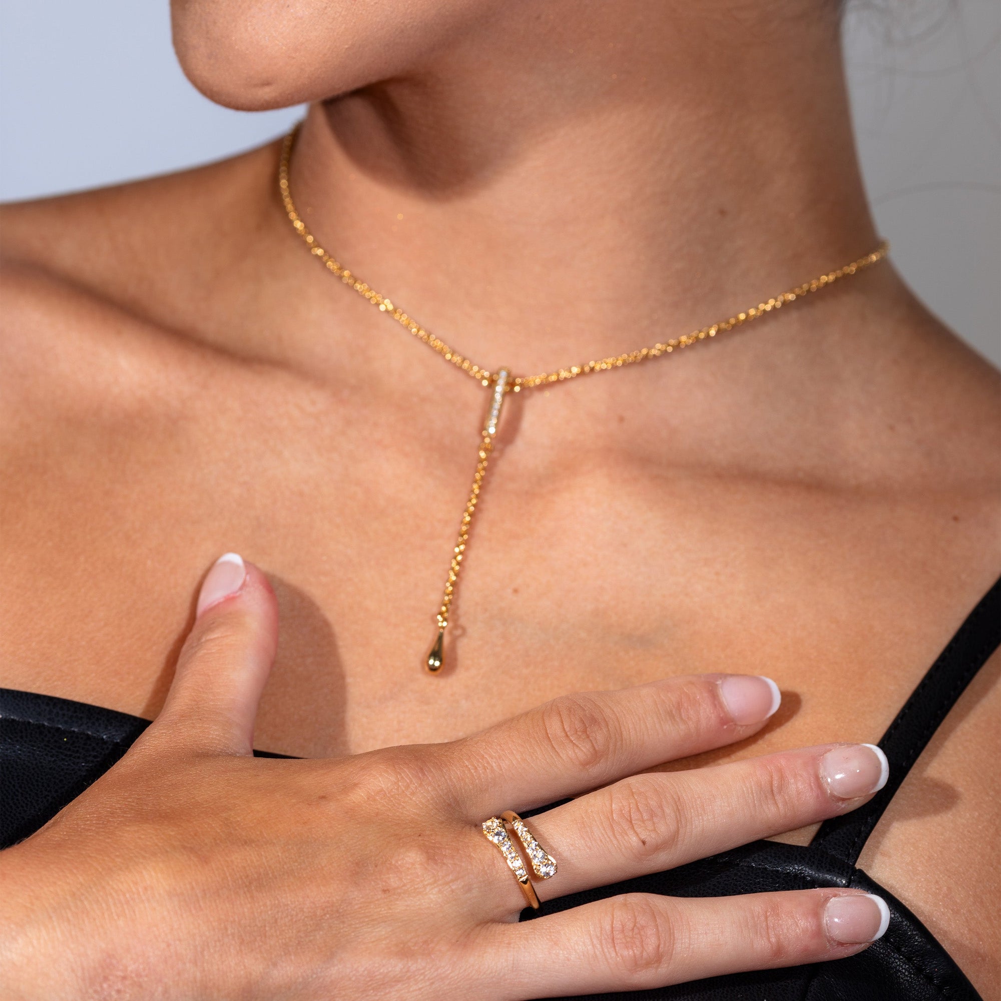 Skinny Drip Long Pendant in Gold Vermeil