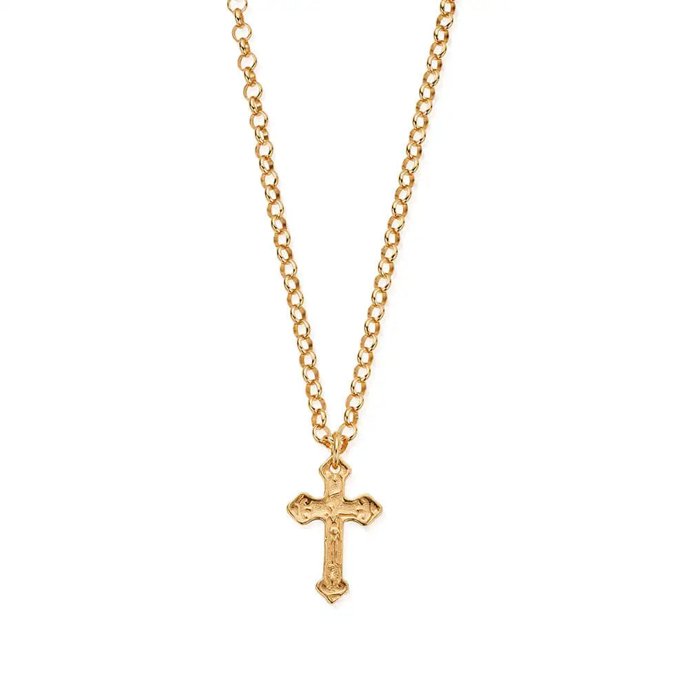 Men's Belcher Chain Embossed Cross Necklace
