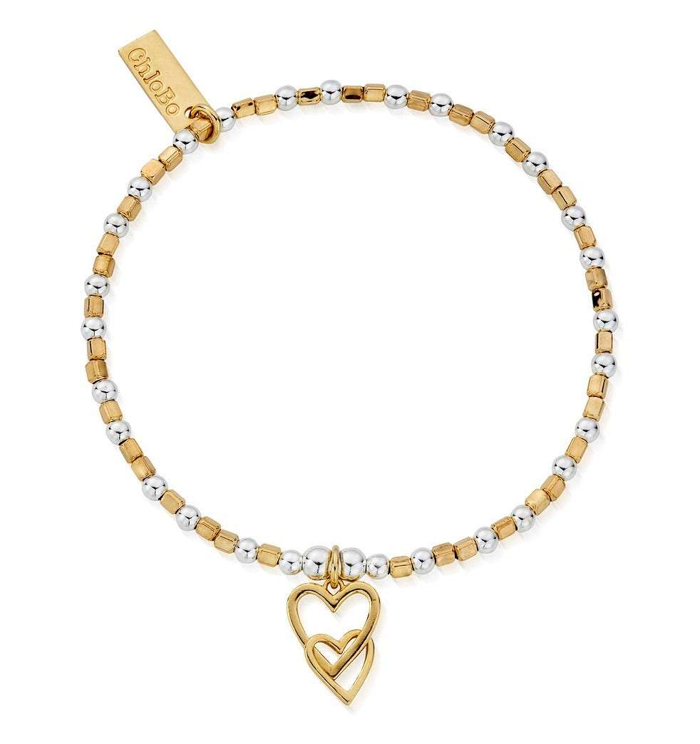 Chlobo Gold and Silver Interlocking Love Heart Bracelet