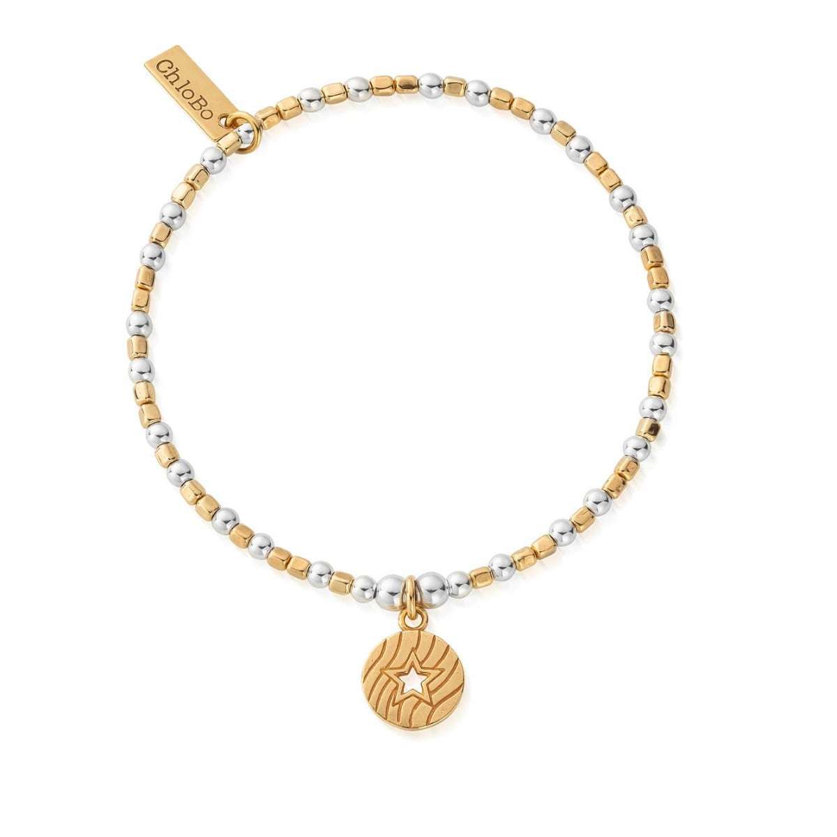 Chlobo Gold and Silver Open Star in Circle Bracelet