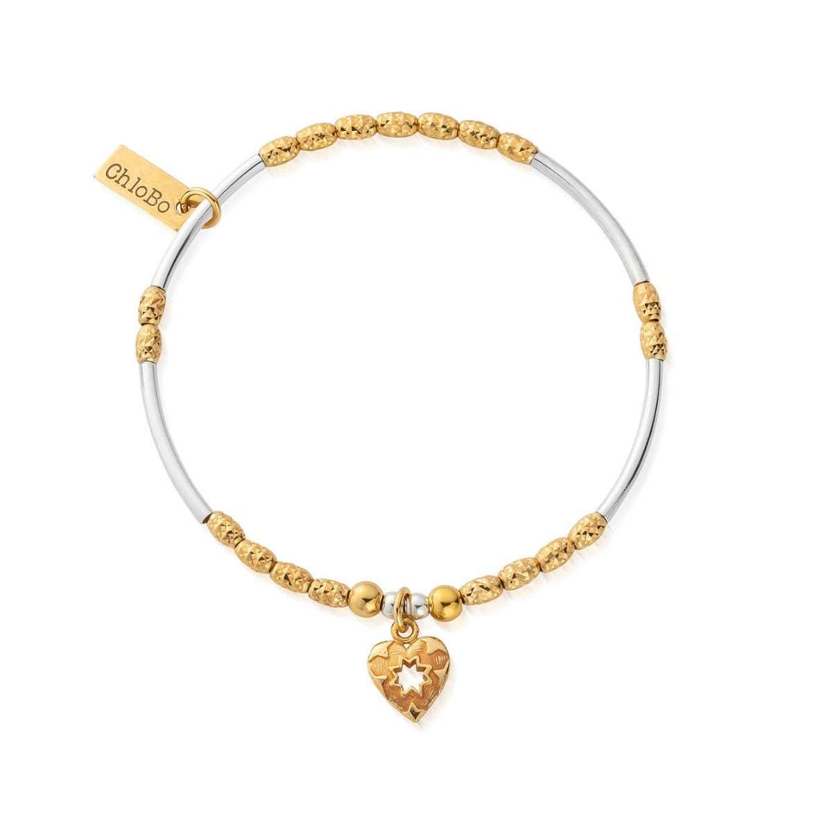 Chlobo Gold and Silver Decorated Star Heart Bracelet