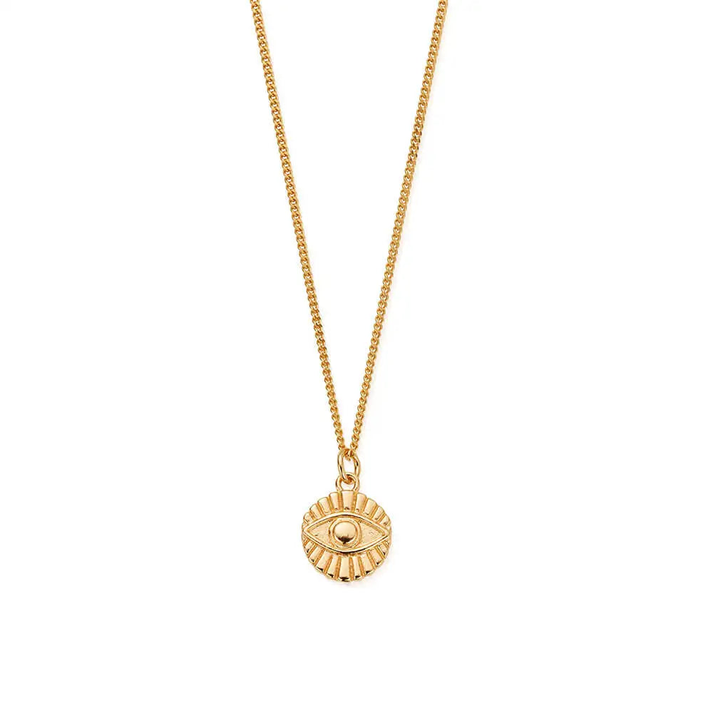 Men's Curb Chain Evil Eye Sunray Necklace