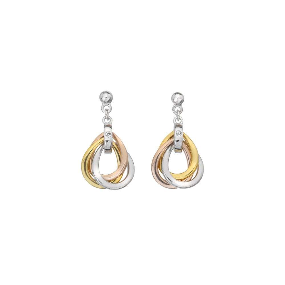 Hot Diamonds Trio Teardrop Earrings - Rose and Gold Plate Accents