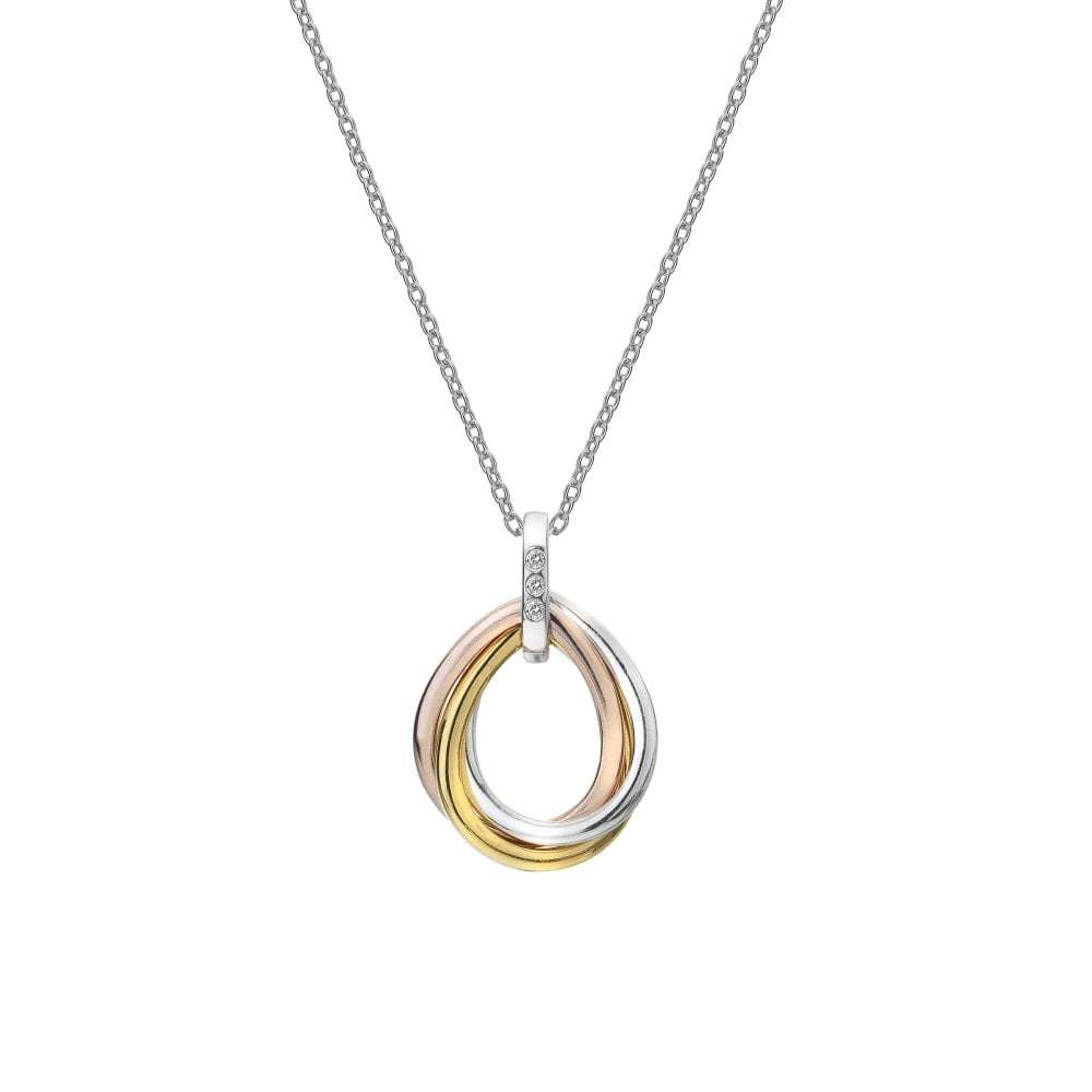 Hot Diamonds Trio Teardrop Pendant - Rose and Gold Plate Accents