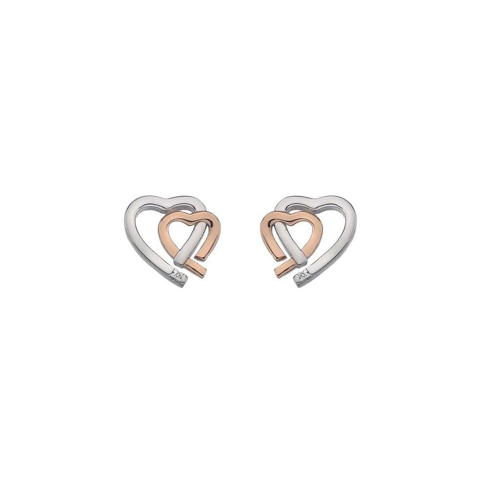 Hot Diamonds Warm Heart Earrings - Rose Gold Plate Accents