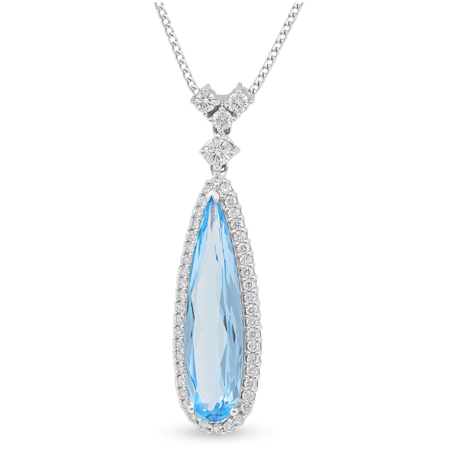 18ct White Gold Topaz and Diamond Pendant