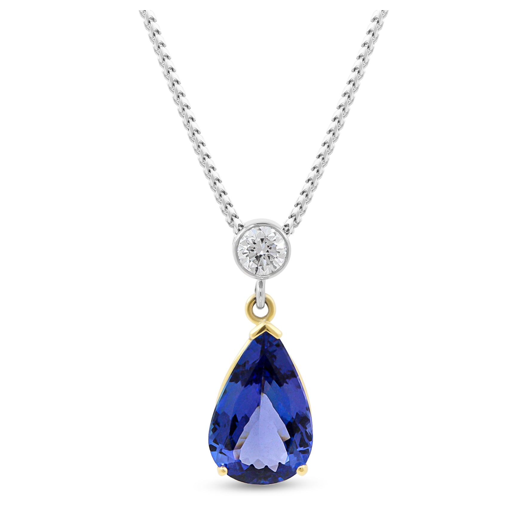 18ct Yellow Gold Tanzanite and Diamond Pendant